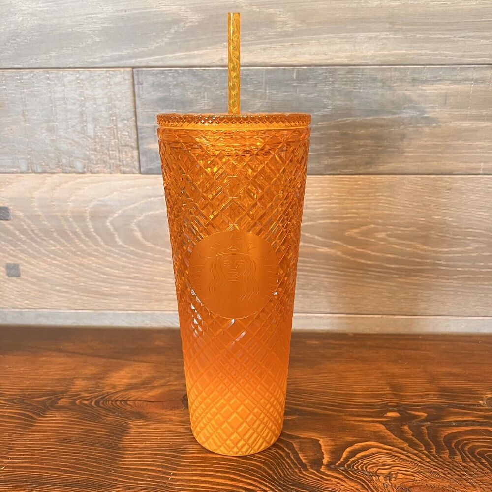 Starbucks 2022 Summer Cold Cup Venti 24oz Yellow Mango Ombre Jeweled Tumbler‎